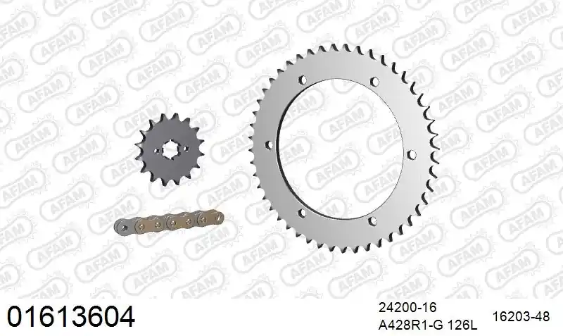 AFAM - 428R1 126 AR (CLIP) GOLD & SPROCKETS - Chain Kits - STEEL Meest Verkocht