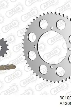 AFAM - 420MX2 124 AR (CLIP) GOLD & SPROCKETS - Chain Kits - ALU Speciale Aanbieding