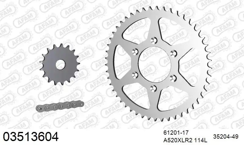 Ambachtelijk AFAM - 520XLR2 114 ARS (CLIP) & SPROCKETS - Chain Kits - STEEL