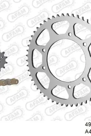 AFAM - 420R1 130 AR (CLIP) GOLD & SPROCKETS - Chain Kits - STEEL Hoge Kwaliteit