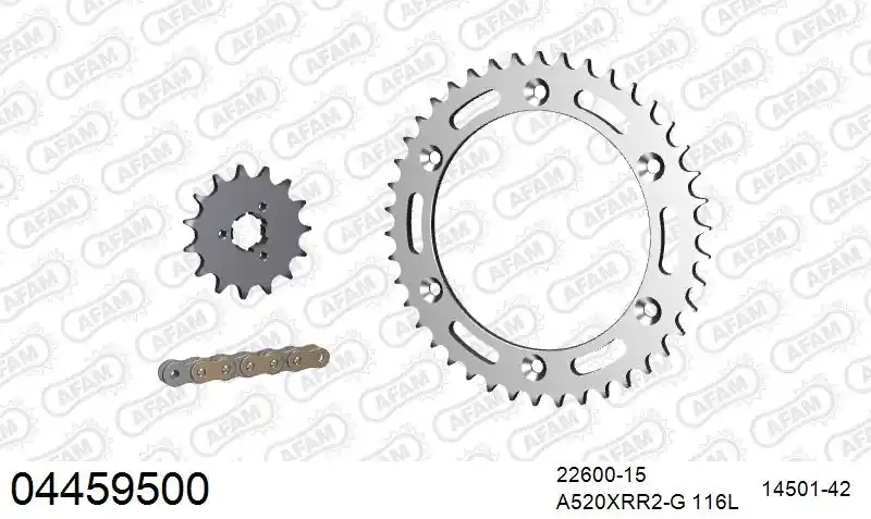 Beperkte Voorraad AFAM - 520XRR3 116 ARS (CLIP) GOLD & SPROCKETS - Chain Kits - STEEL