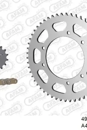 AFAM - 420R1 130 AR (CLIP) GOLD & SPROCKETS - Chain Kits - STEEL Garantie Inbegrepen