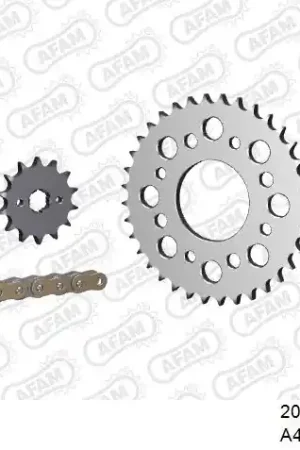 Favoriet AFAM - 428R1 110 AR (CLIP) GOLD & SPROCKETS - Chain Kits - STEEL