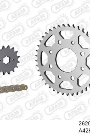 Direct Verzonden AFAM - 428XMR2 124 AR (CLIP) GOLD & SPROCKETS - Chain Kits - Gouden kleur
