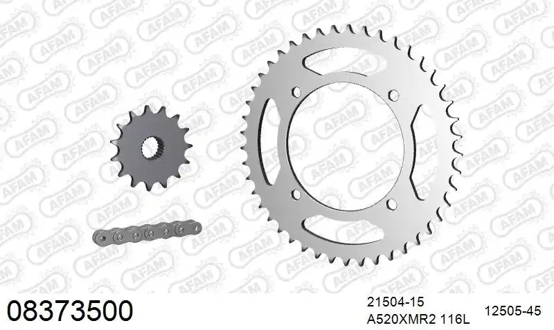 Bestel Nu AFAM - 520XMR3 116 MRS (RIVET) & SPROCKETS - Chain Kits - STEEL