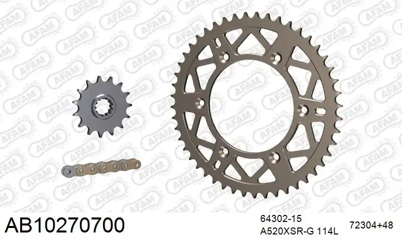 Express Levering AFAM - 520XRR3 114 ARS (CLIP) GOLD & SPROCKETS - Chain Kits - ALU