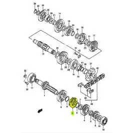Plaats Bestelling OEM Versnellingsbak Tandwiel Suzuki RM250 1996-2006 3e Versnelling (19 tanden)